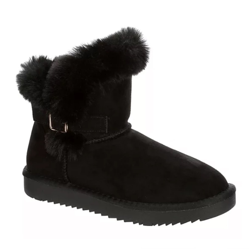 EVA & ZOE WOMENS CIARA FUR BOOT - BLACK